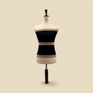 Cache  Black and Tan Strapless Top, M